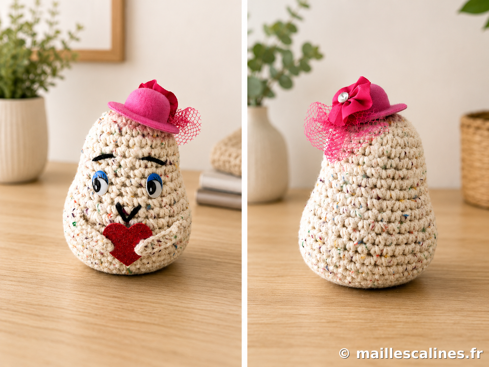 Patate positive avec chapeau rose