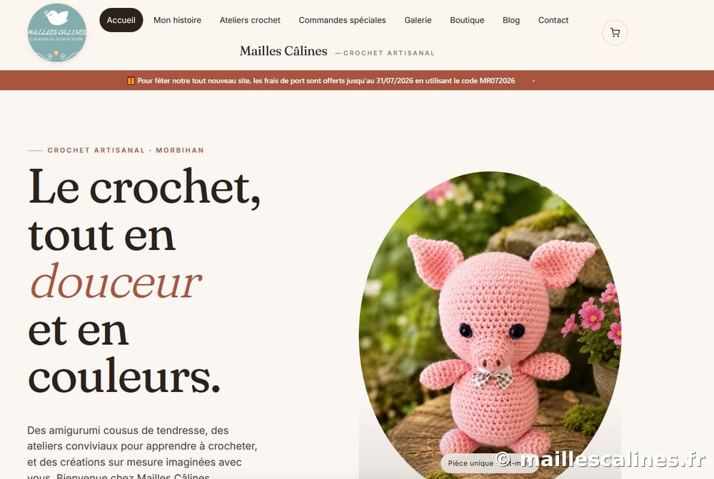 Le nouveau site Mailles Câlines est en ligne : boutique, blog et ateliers crochet