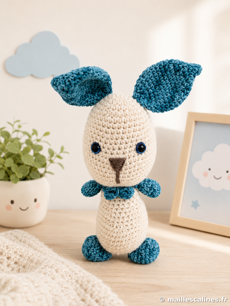 Lapin blanc et bleu